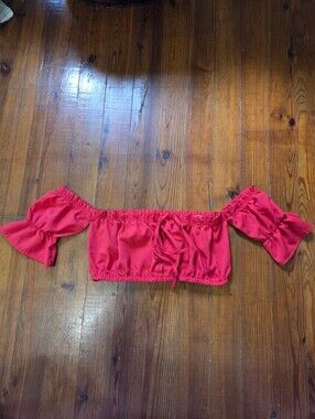 Red Off-the-shoulder Crop Top
